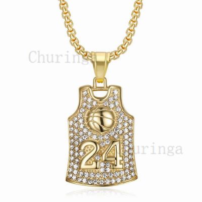 Bryant's No. 24 Jersey Gold-Plated With Crystal Hip Hop Stainless Steel Pendant