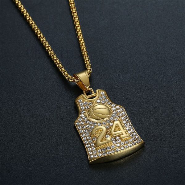 Bryant's No. 24 Jersey Gold-Plated With Crystal Hip Hop Stainless Steel Pendant