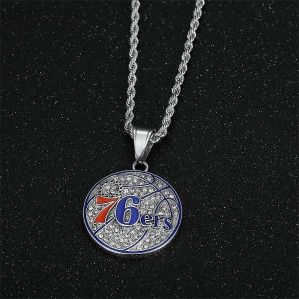 Basketball Team Crystal Gold Plated Stainless Steel Hip Hop Pendant