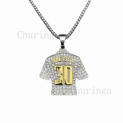 Messi 30 Jerseys Are Full of Crystal Gold Plated Stainless Steel Hip Hop Pendants