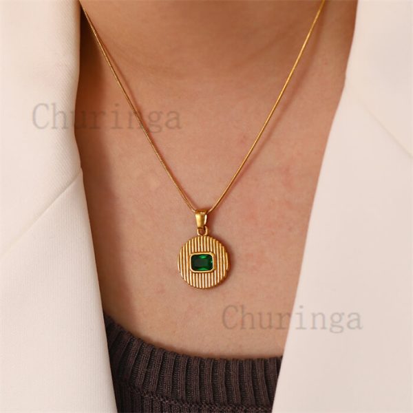 Round Brand Vintage French Zircon Stainless Steel High Quality Pendant