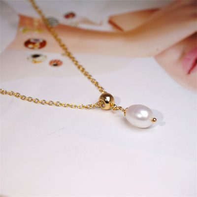 Simple Fashion Water Drop Pearl Stainless Steel Clavicle Chain