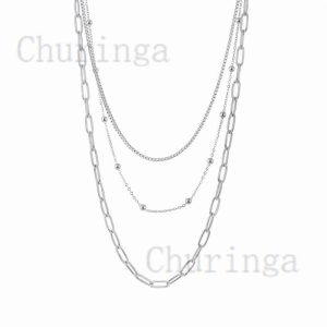 French Style Multilayer Simple Stainless Steel Necklace