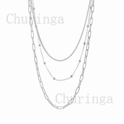French Style Multilayer Simple Stainless Steel Necklace