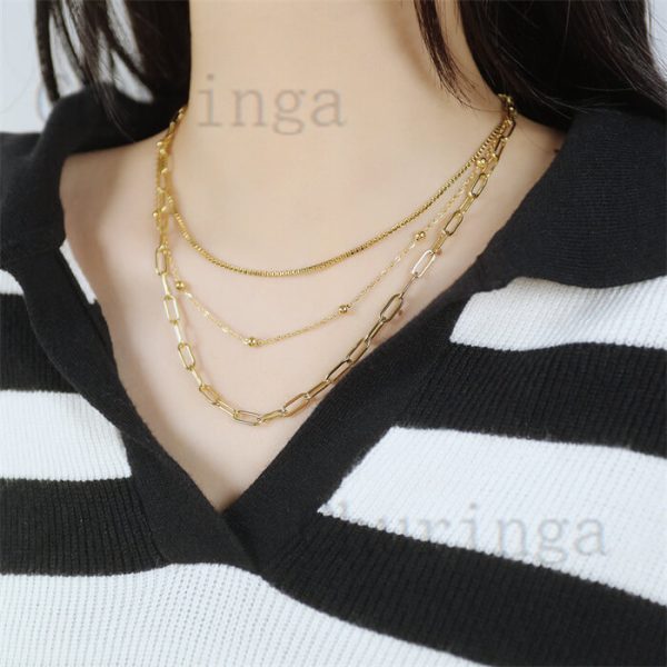 French Style Multilayer Simple Stainless Steel Necklace