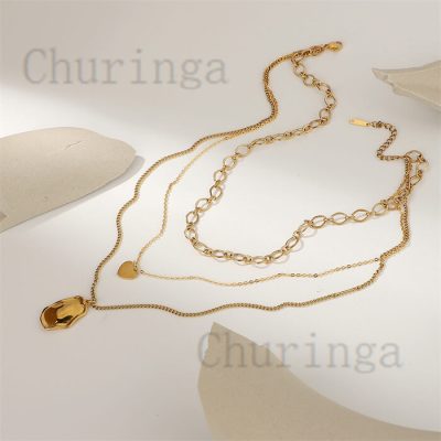 18K Gold Plated 3-in-1 Stainless Steel Necklace