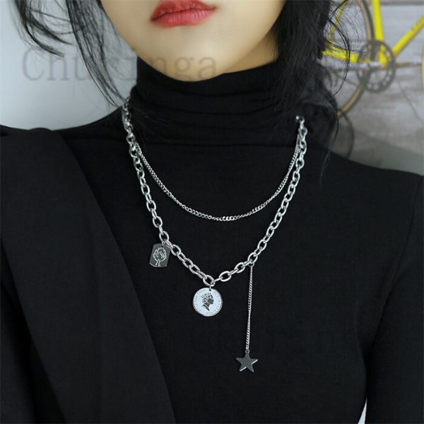 Retro Stack Wear Double Layer Stainless Steel Necklace