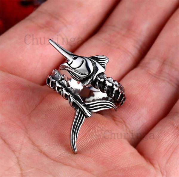 Personality Stainless Steel Fishbone Ring