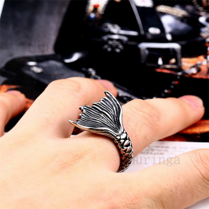 Personality Fishtail Stainless Steel Ring