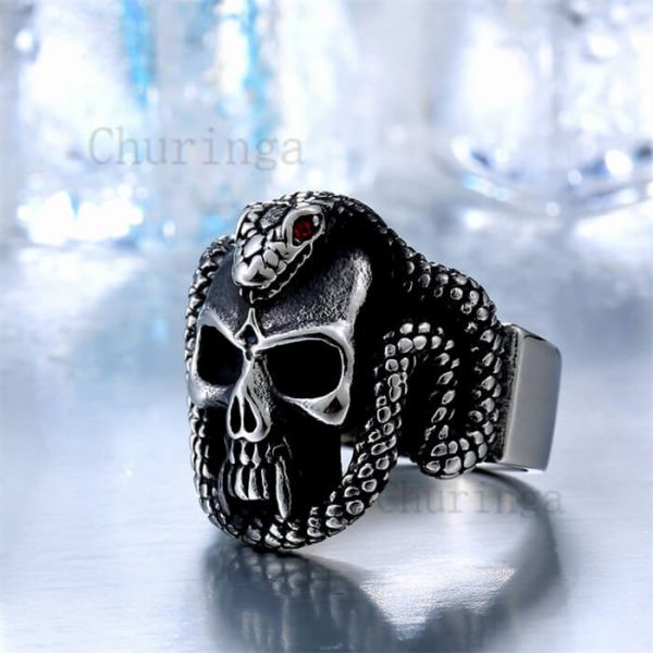 Boa And Skull Stainless Steel Ring