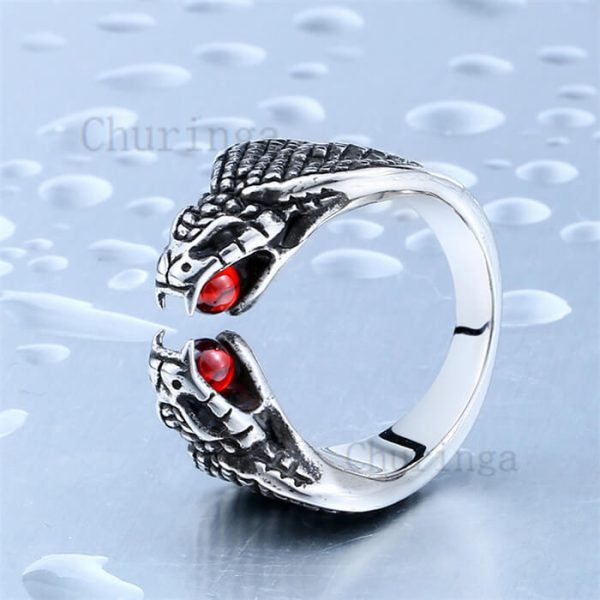 Double Snake Bead Stainless Steel Ring