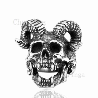Satan Skull Sheep Head Stainless Steel Ring