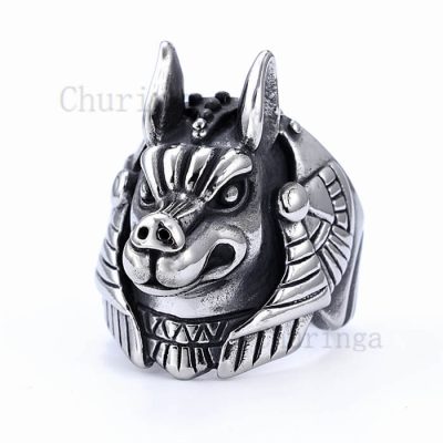 Stainless Steel Three-Dimensional Carved Wolf God Ring