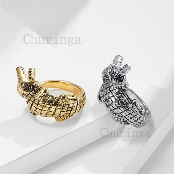 Vintage Crocodile Stainless Steel Personality Ring