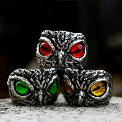 Devil's Eye Stainless Steel Owl Ring