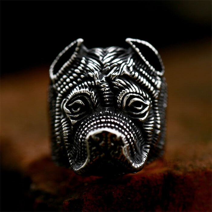 English Bulldog Stainless Steel Dog Ring