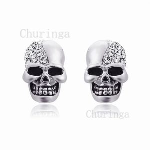 Stainless Steel Vintage Sticky Drill Ghost Head Earrings