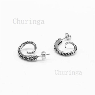 Personality Vintage Stainless Steel Octopus Claw Earrings