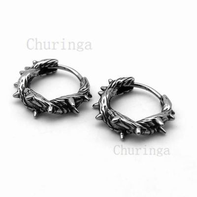 Stainless Steel Bramble Design Open and Close Earrings