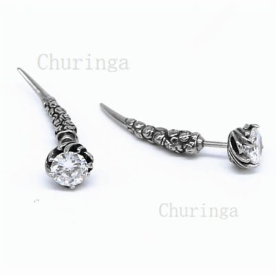 Stainless Steel Personality Exaggerated Tusk Vintage Earrings