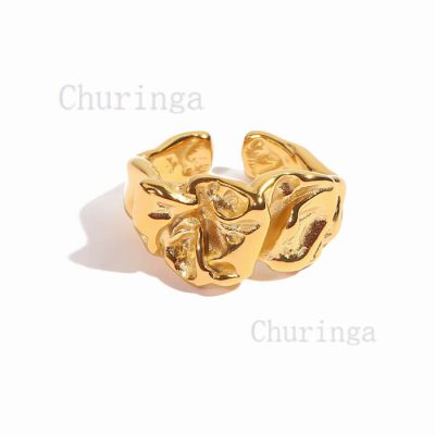 Personality Lava Advanced Sense Stainless Steel Gold Plated Ring