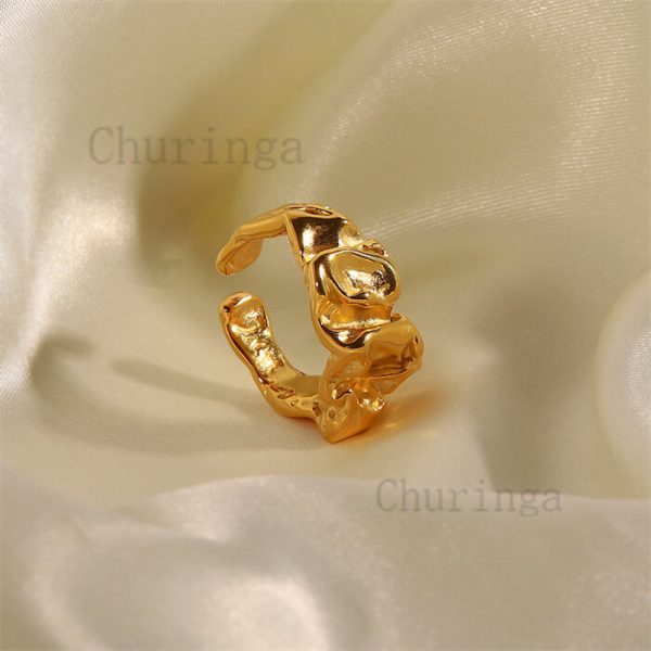 Personality Lava Advanced Sense Stainless Steel Gold Plated Ring