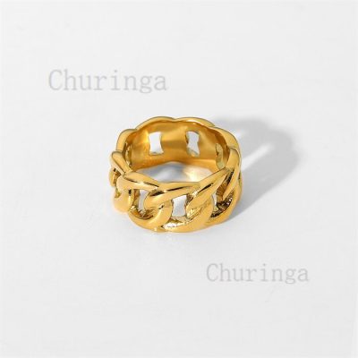 Occident Cuba Chain Stainless Steel Gold Plated Ring