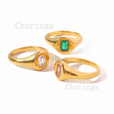 Light Luxury Fashion Inlaid Zircon Stainless Steel Gold Plated Ring