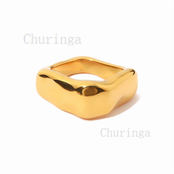 French Style Profiled Stainless Steel Gold Plated Ring