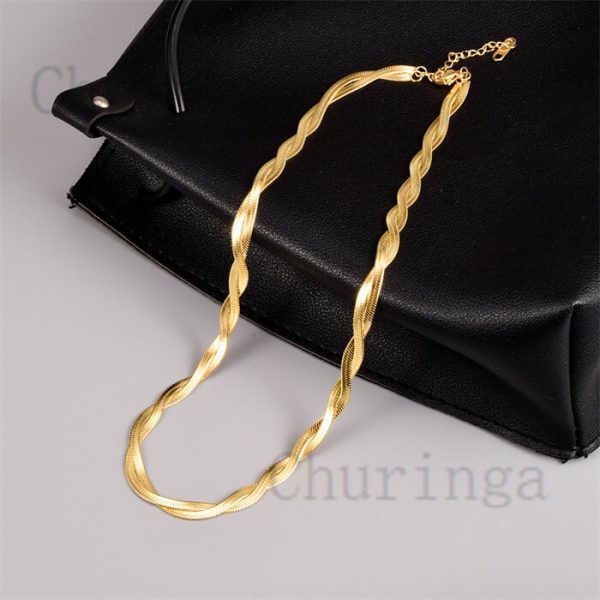 Gold Snake Bone Chain Braided Stainless Steel Clavicle Chain