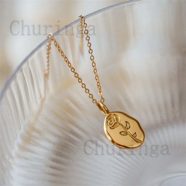 Exquisite Oval Rose Stainless Steel Clavicle Chain