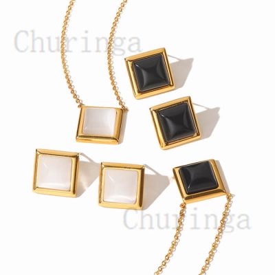 Square Cat's Eye Vogue Style Simple Stainless Steel Necklace