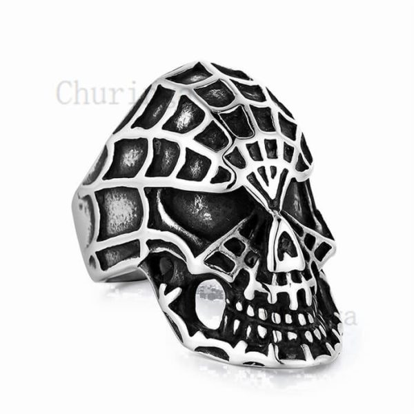 Punk Mesh Stainless Steel Skull Ring