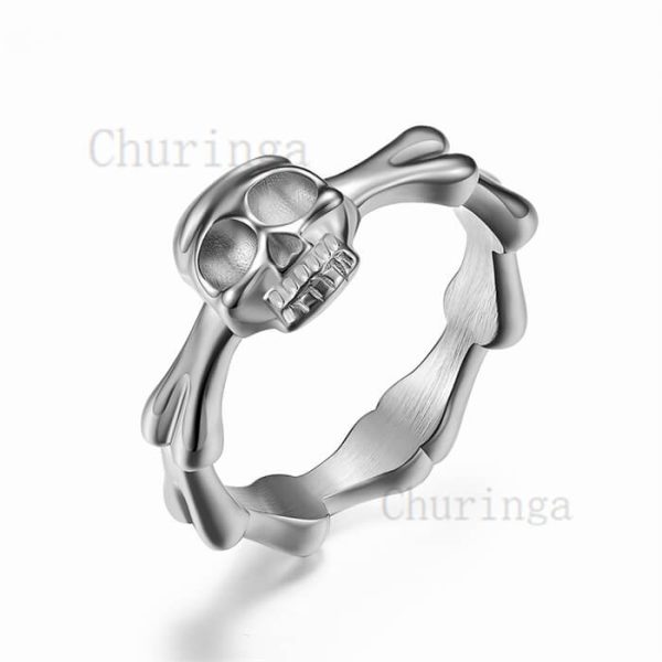 Metallic Sense Skull Bone Ring Stainless Steel Ring