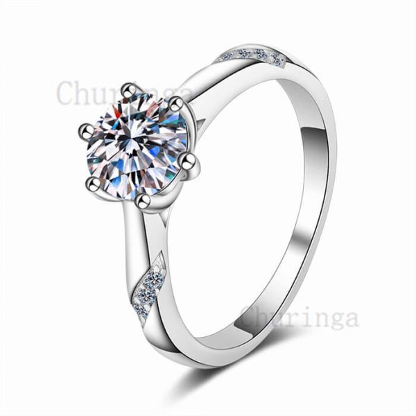 Stainless Steel Set With 1 Carat Zircon Ring