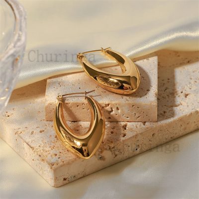 French Style Simple Light Luxury High-Grade Stainless Steel Hollow Geometry Earrings