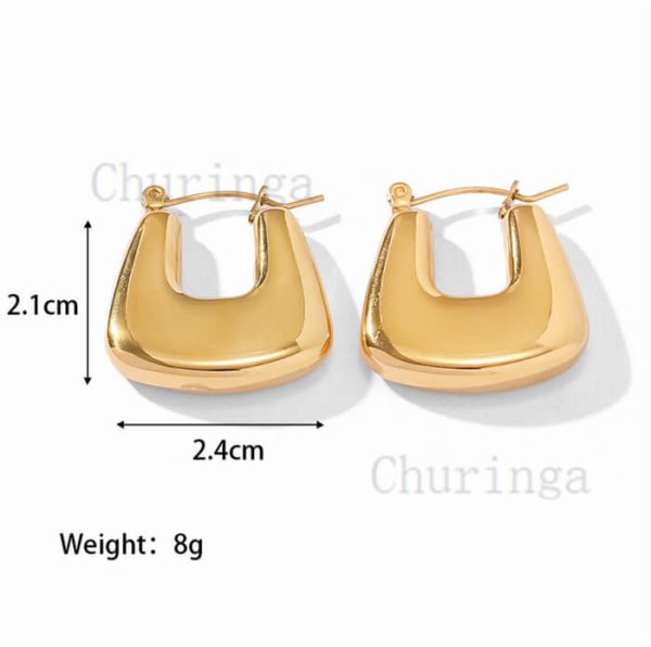 French Style Simple Light Luxury High-Grade Stainless Steel Hollow Square Shape Earrings