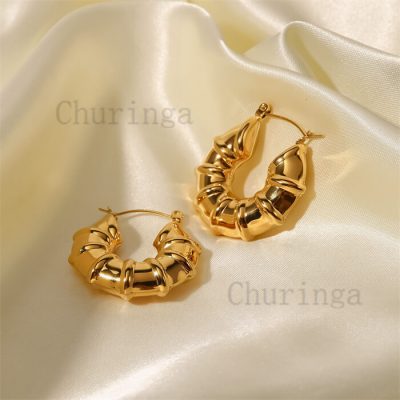 French Style Simple Light Luxury High-Grade Stainless Steel Hollow Round Shape Earrings