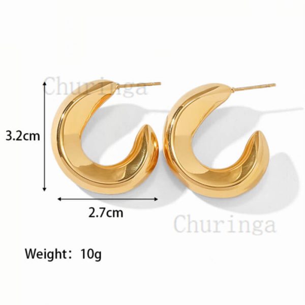 French Style Simple Light Luxury High-Grade Stainless Steel Hollow Semicircle Earrings