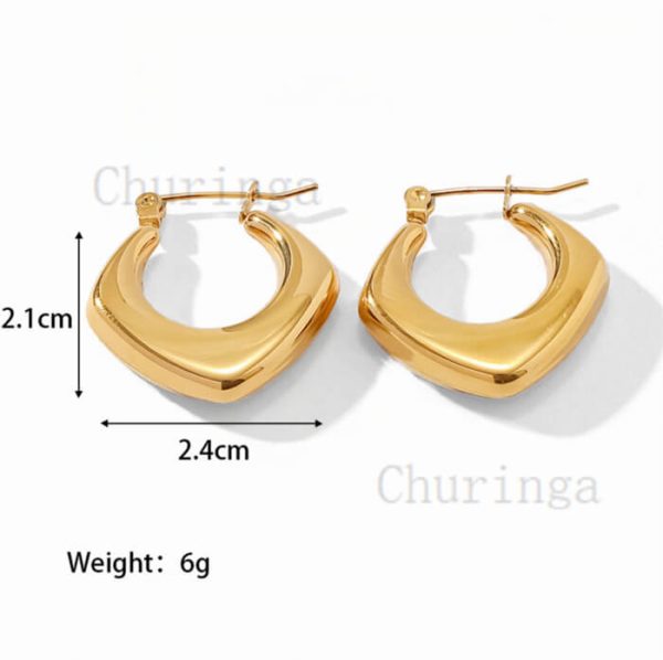 French Style Simple Light Luxury High-Grade Stainless Steel Hollow Square Shape Earrings