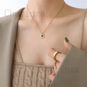 Light Luxury Simple Square Brand Stainless Steel Necklace