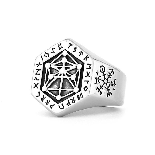 Viking Odin Rune Compass Stainless Steel Ring