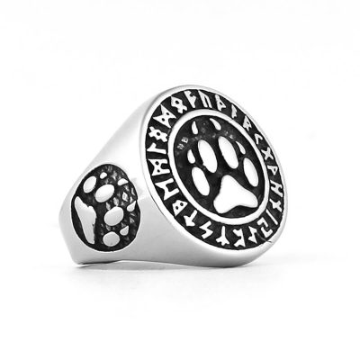 Nordic Viking Rune Bear Claw Stainless Steel Ring