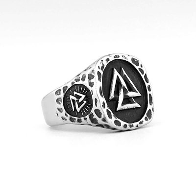 316L Stainless Steel Silver Viking Ring