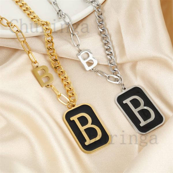 Letter B Niche Hip Hop Stainless Steel Necklace