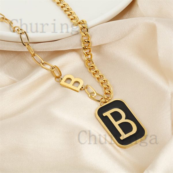 Letter B Niche Hip Hop Stainless Steel Necklace