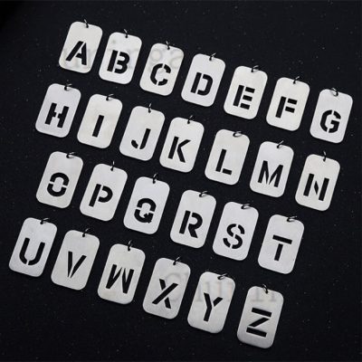 26 Letter Square Brand Lacquered Stainless Steel Letter Pendant