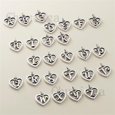 26 Letter Heart Shape Hollowed Out Stainless Steel Letter Pendant