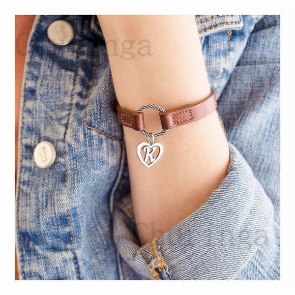 26 Letter Heart Shape Hollowed Out Stainless Steel Letter Pendant