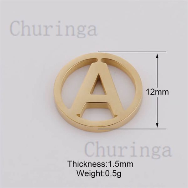 26 Letter Round Hollowed Out Stainless Steel Letter Pendant